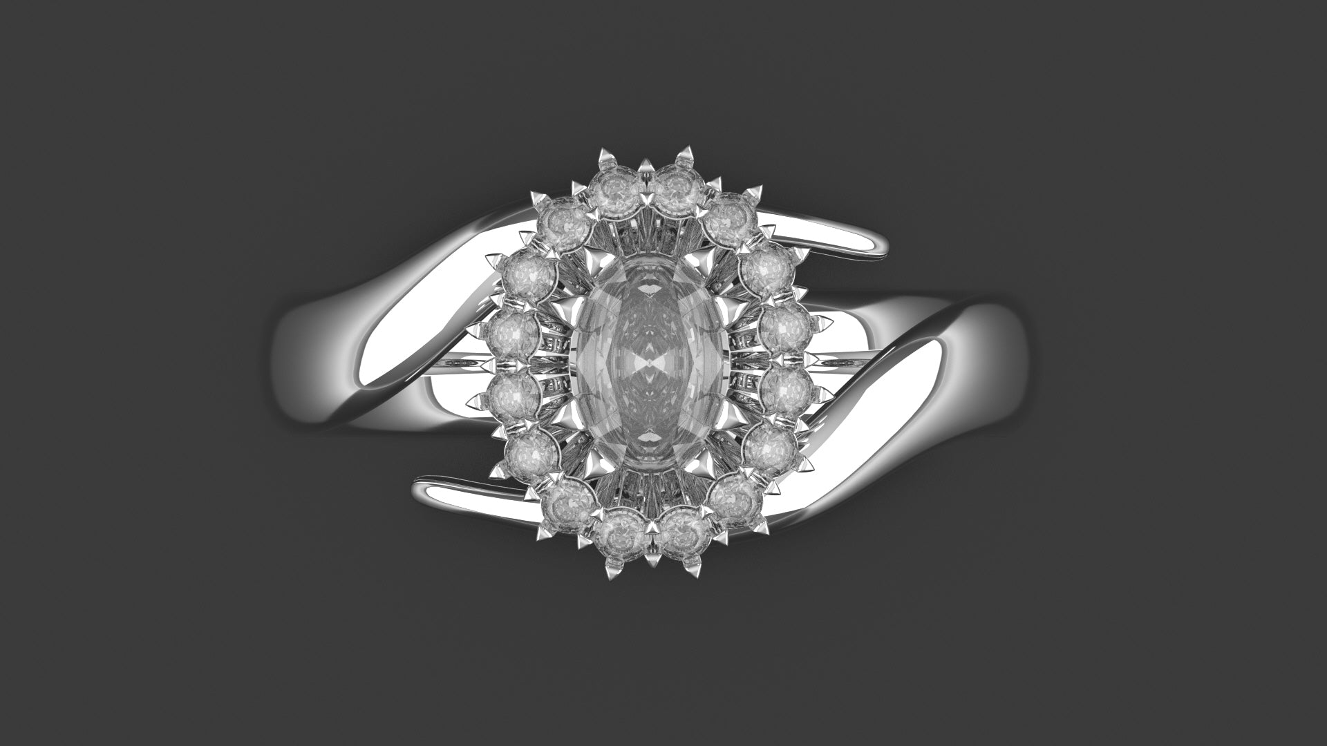 Bague Marquise avec entourage