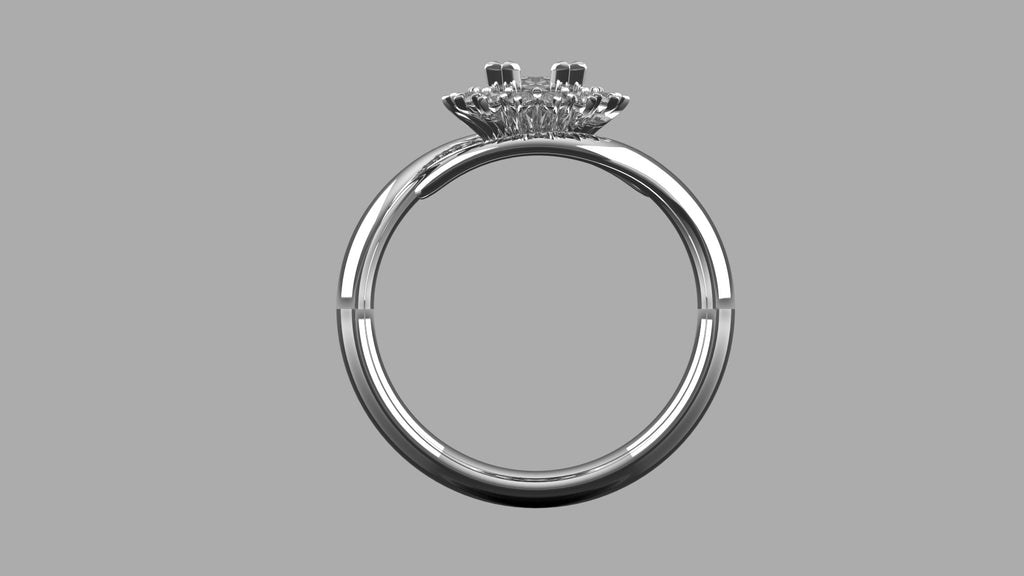 Bague Marquise avec entourage