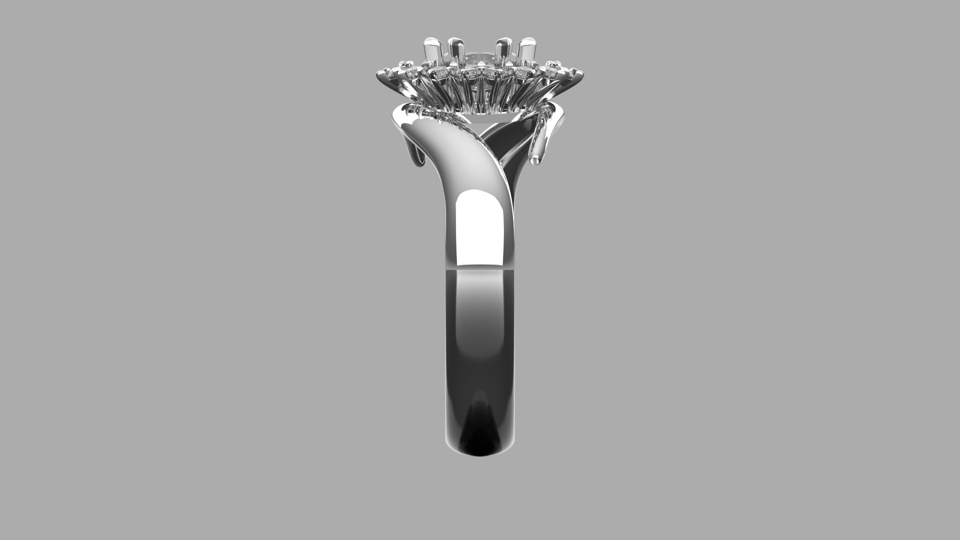 Bague Marquise avec entourage