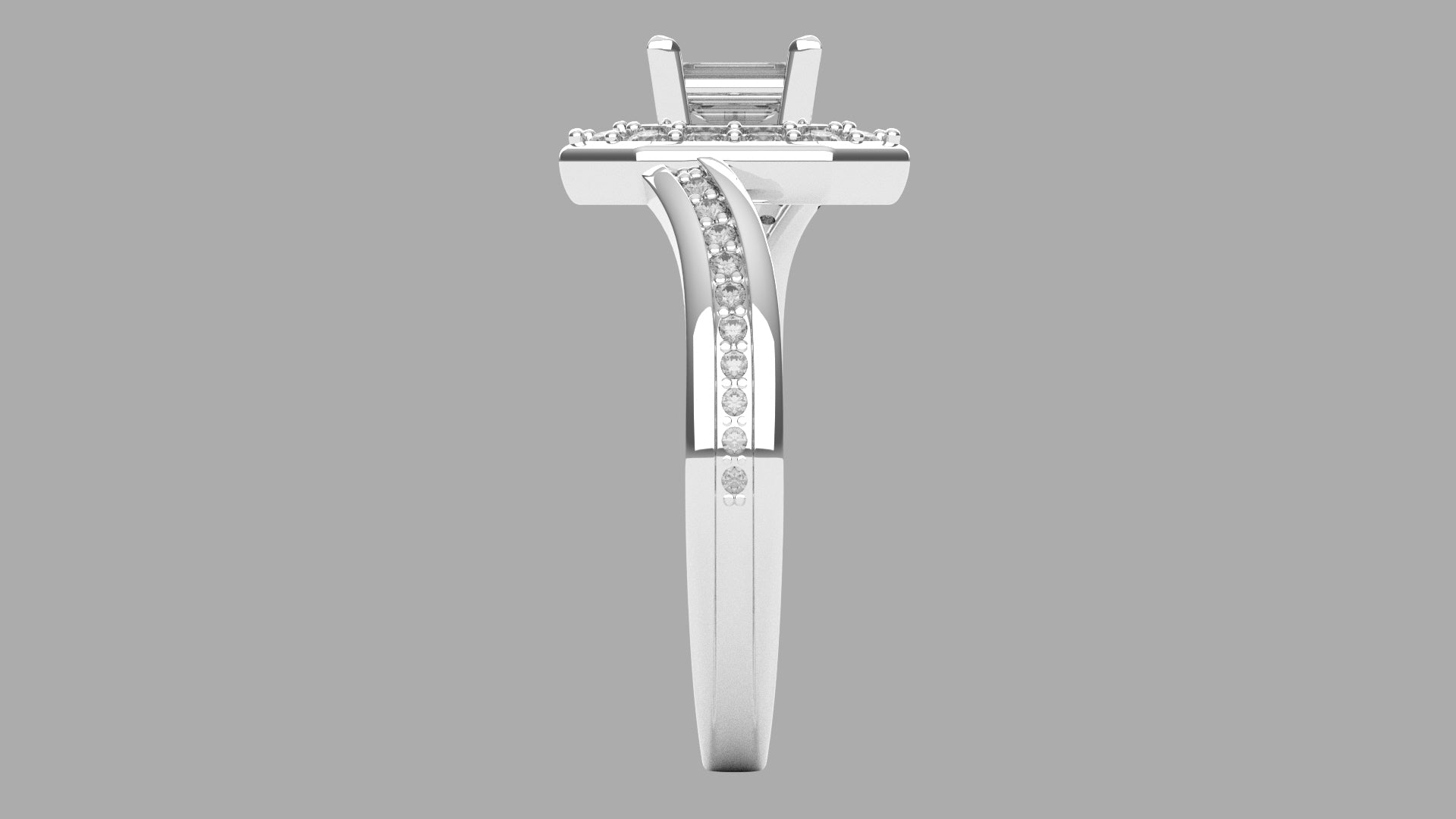 Bague Taille Émeraude Pavée